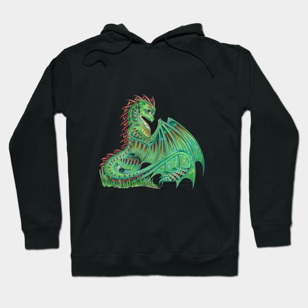 Fancy Patterned Green Dragon Hoodie by Sandra Staple